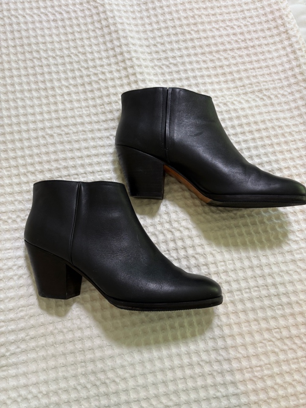 Rachel Comey Black Leather Mars Ankle Booties with Block Heel